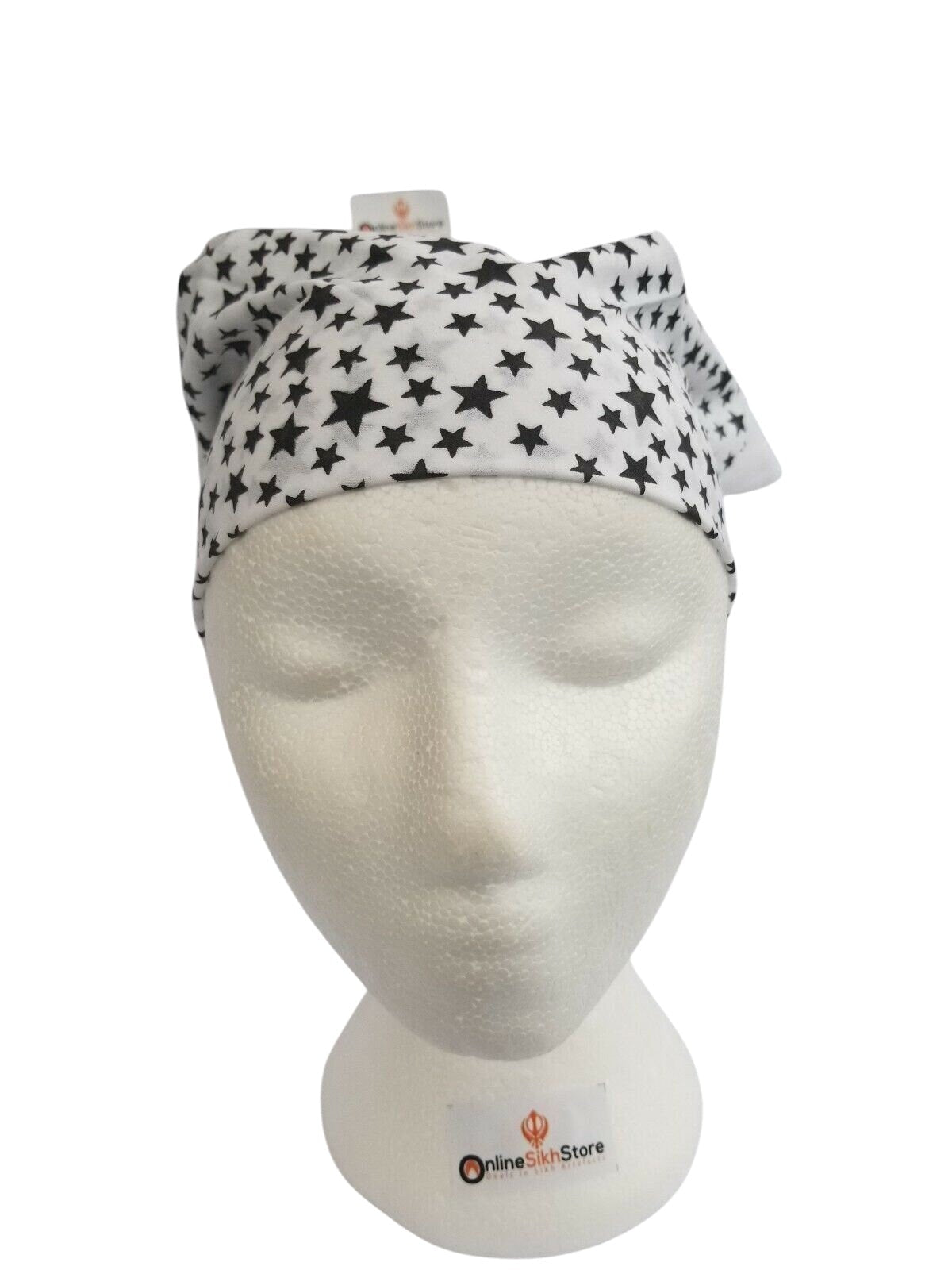 Black Star Print Rumal Head Wrap Bandana Punjabi Cotton Cloth UK handkerchief XY