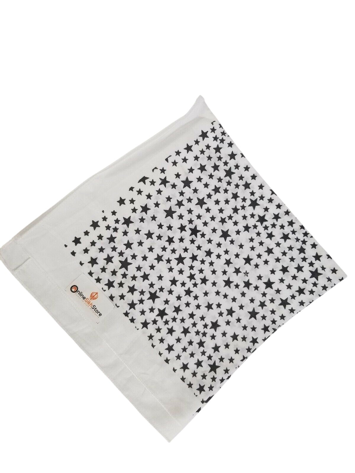 Black Star Print Rumal Head Wrap Bandana Punjabi Cotton Cloth UK handkerchief XY