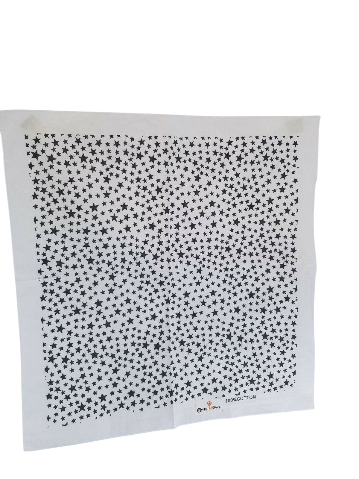 Black Star Print Rumal Head Wrap Bandana Punjabi Cotton Cloth UK handkerchief XY
