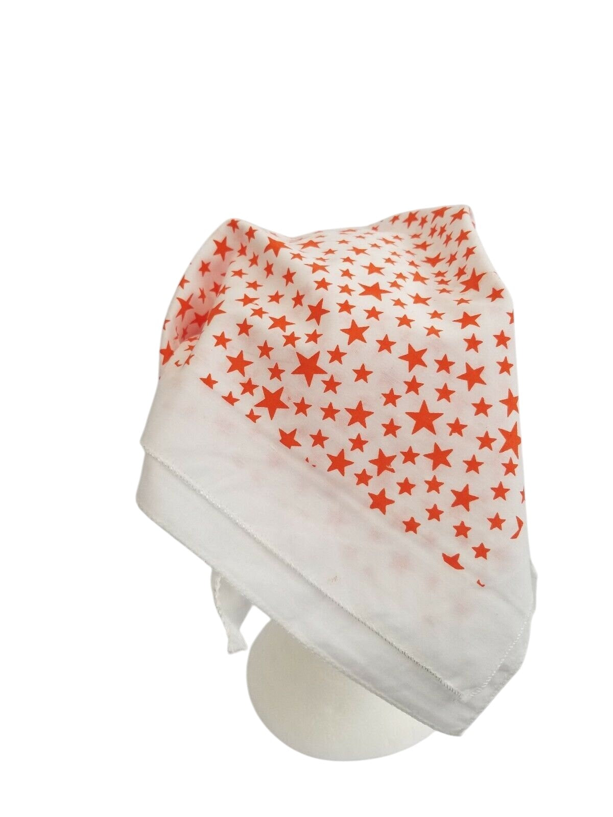 Orange Star Print Rumal Head Wrap Bandana Punjabi Cotton Cloth Handkerchief gift