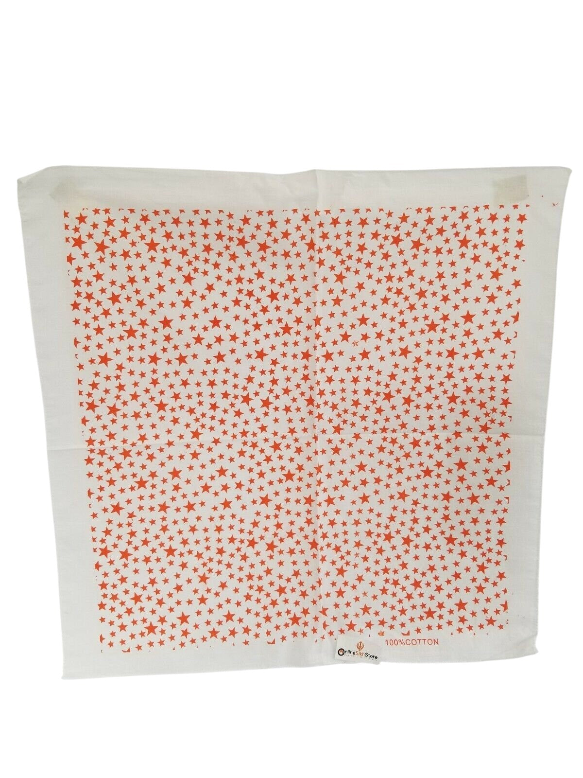 Orange Star Print Rumal Head Wrap Bandana Punjabi Cotton Cloth Handkerchief gift