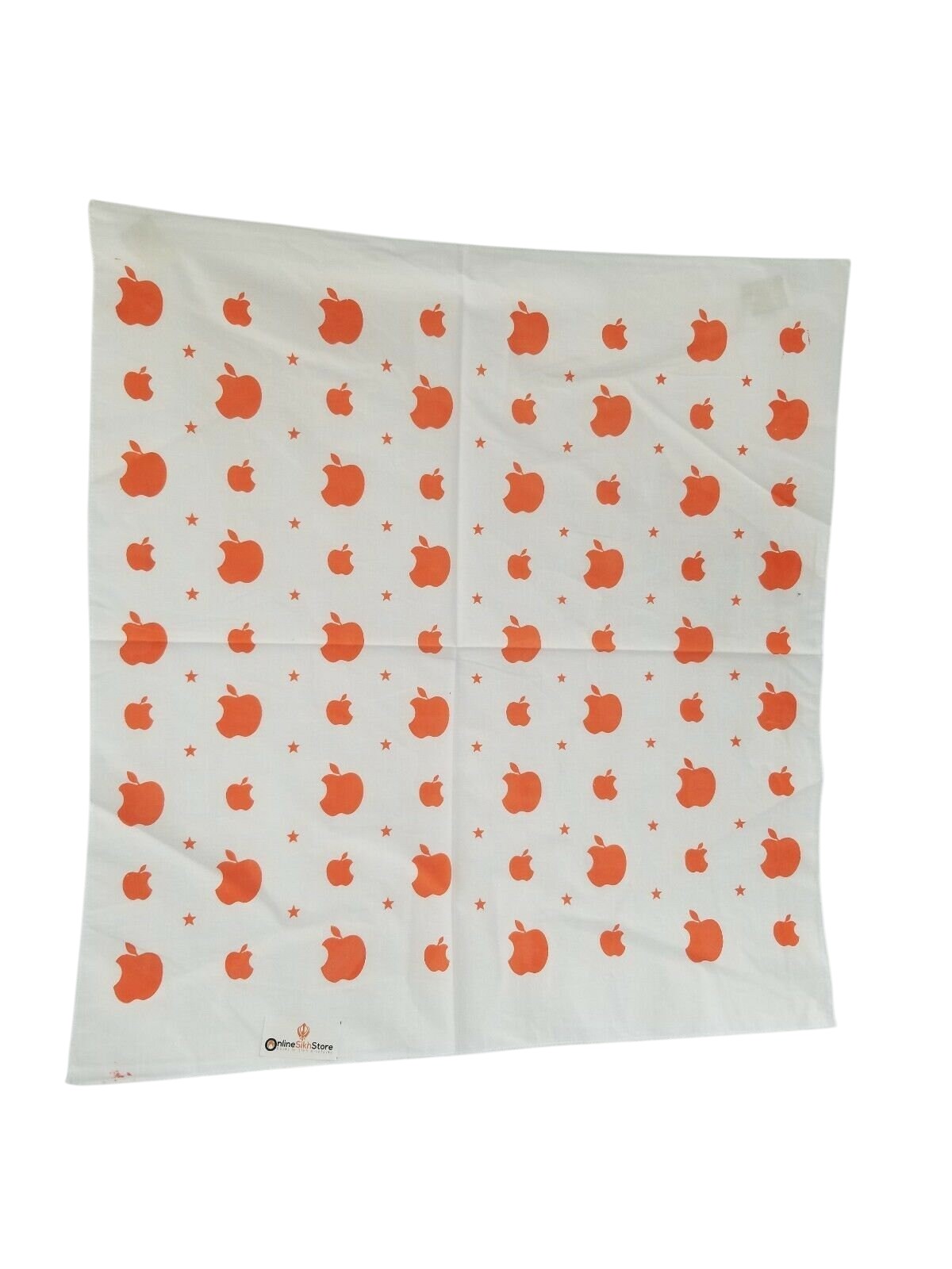 White Orange Apple Print Rumal Head Wrap Bandana Punjabi Cloth UK Handkerchief