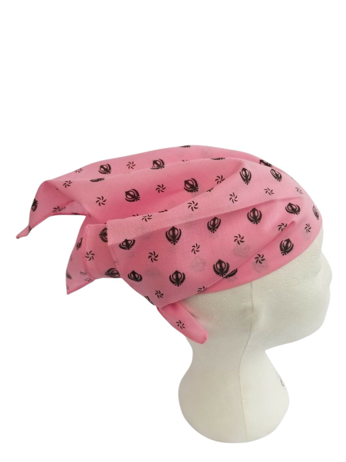 Pink Khanda Rumal Sikh Head Wrap Bandana Punjabi Cloth UK Handkerchief Gift New
