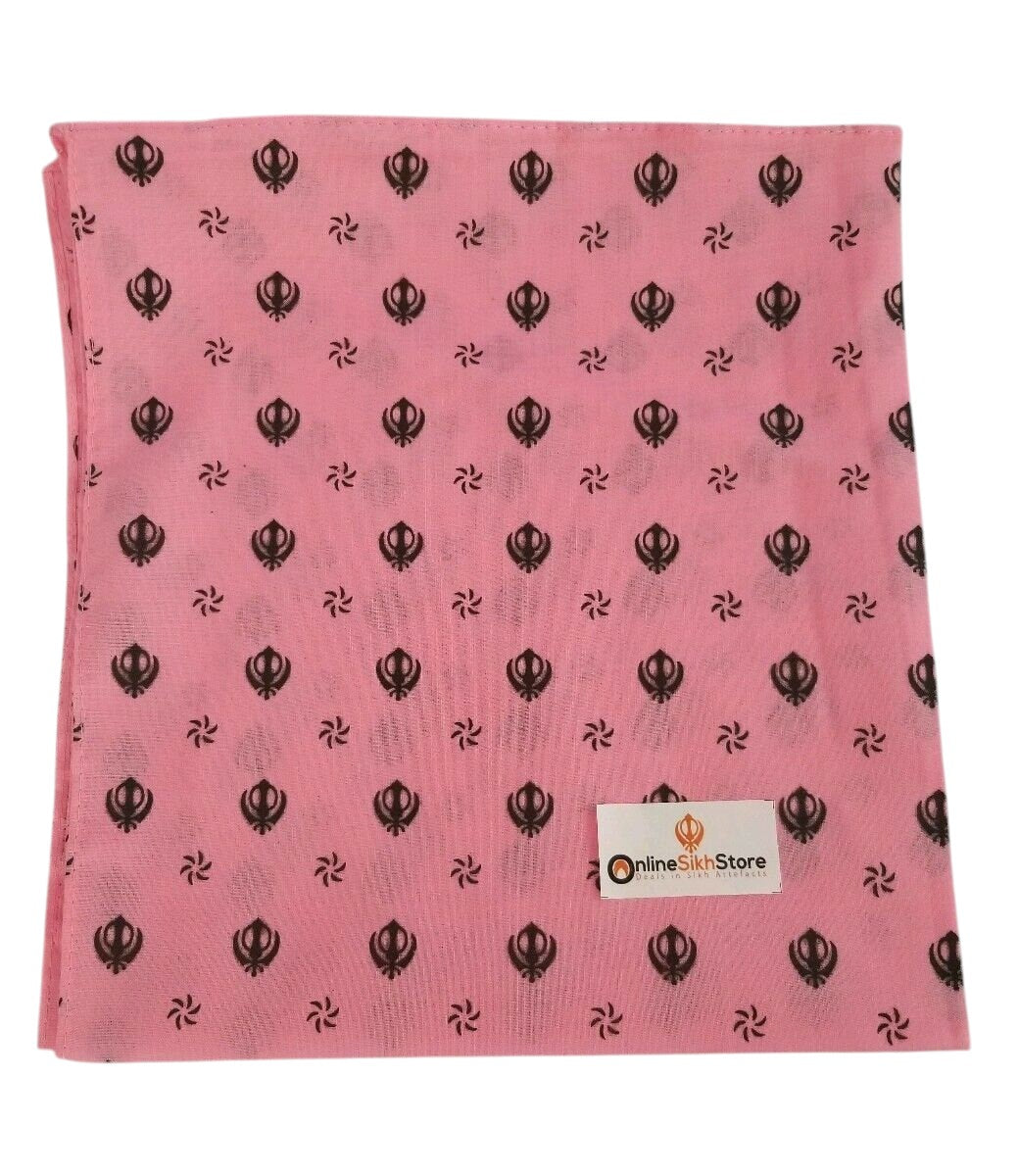 Pink Khanda Rumal Sikh Head Wrap Bandana Punjabi Cloth UK Handkerchief Gift New