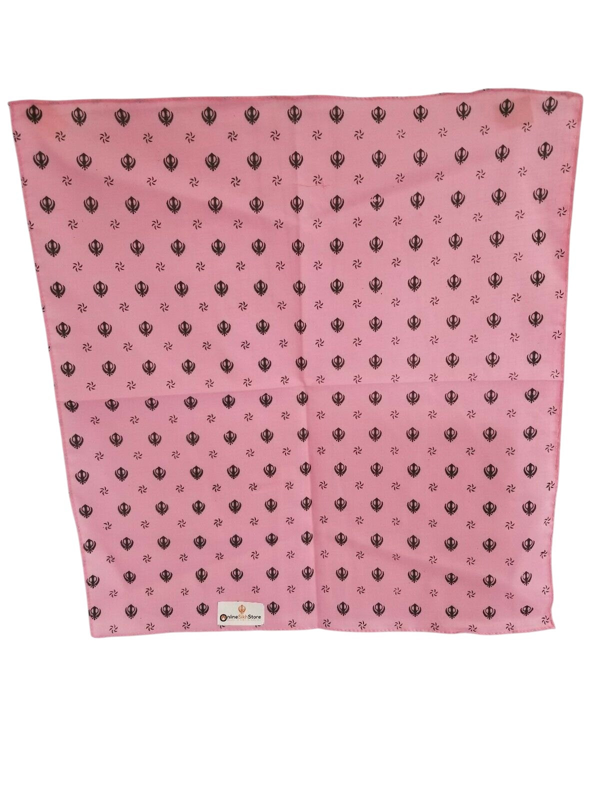 Pink Khanda Rumal Sikh Head Wrap Bandana Punjabi Cloth UK Handkerchief Gift New