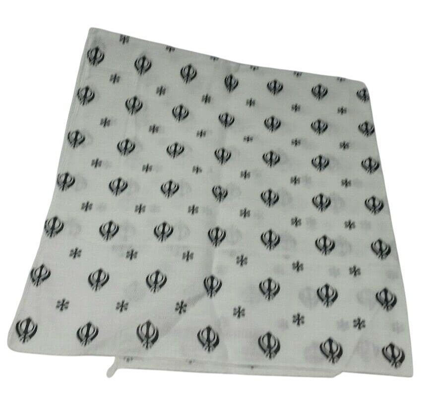 White Khanda Rumal Sikh Head Wrap Bandana Punjabi Cloth UK handkerchief gift New