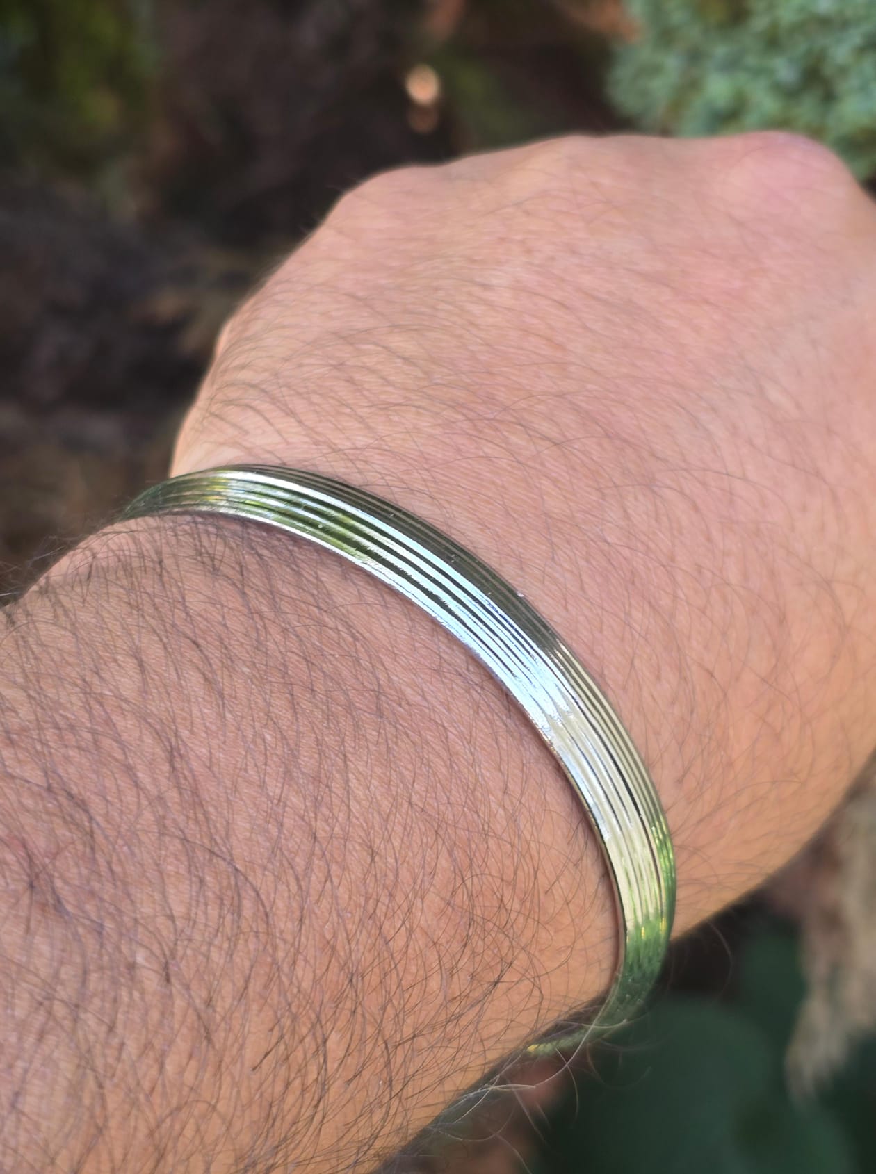 Sikh Kara Lines design Bangle Chrome Plated Punjabi Khalsa Bracelet Singh Kada O21 UK Unisex