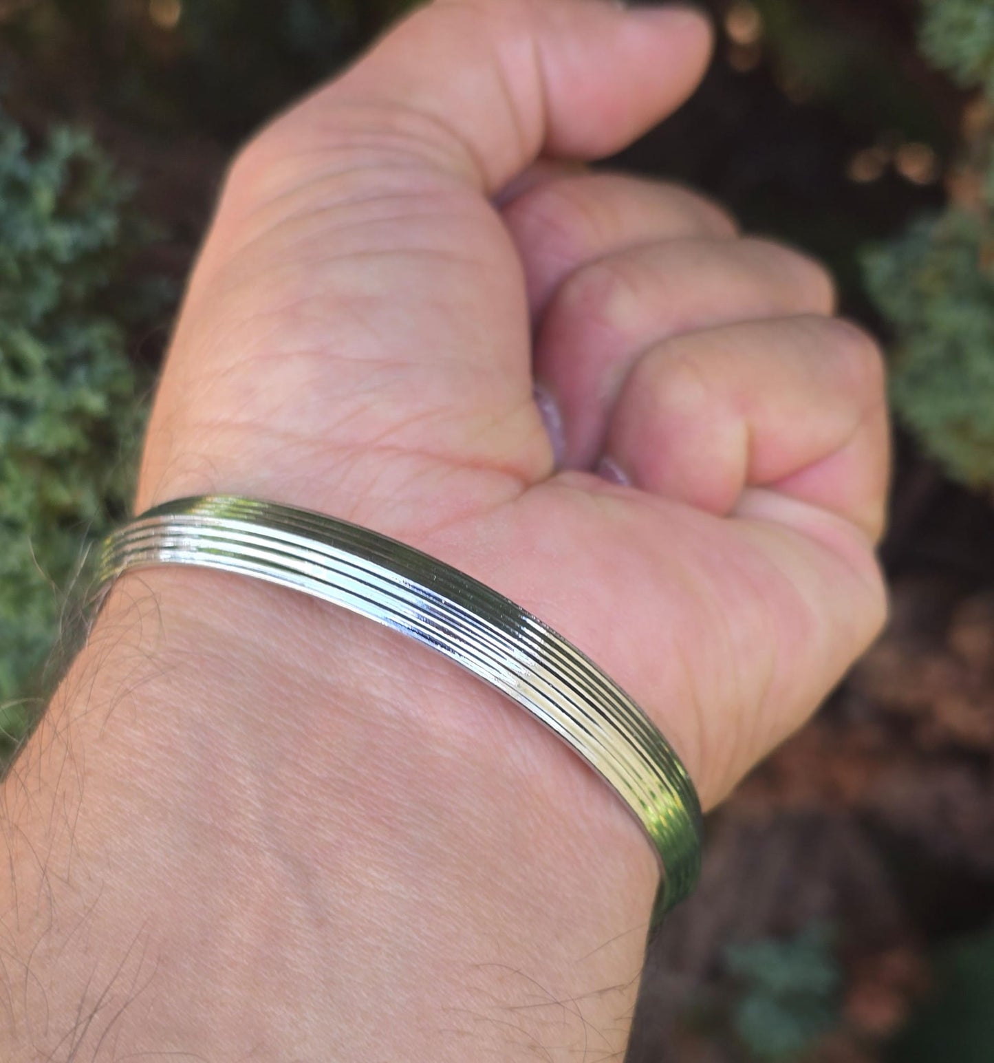 Sikh Kara Lines design Bangle Chrome Plated Punjabi Khalsa Bracelet Singh Kada O21 UK Unisex