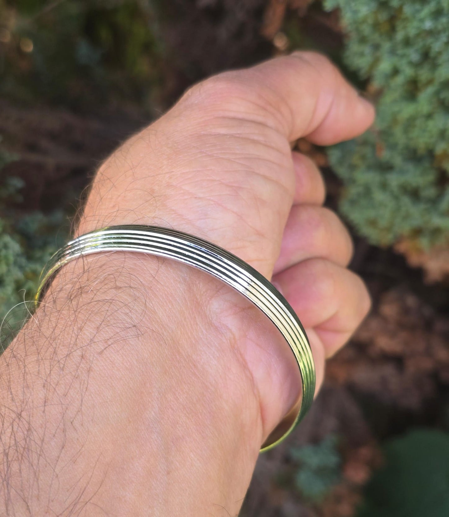 Sikh Kara Lines design Bangle Chrome Plated Punjabi Khalsa Bracelet Singh Kada O21 UK Unisex