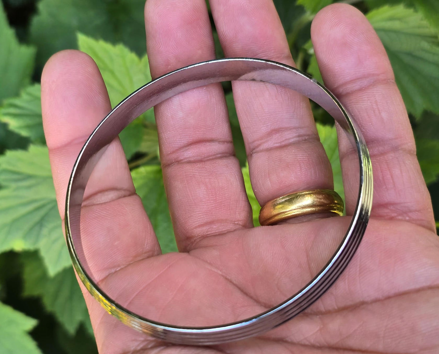 Sikh Kara Lines design Bangle Chrome Plated Punjabi Khalsa Bracelet Singh Kada O21 UK Unisex