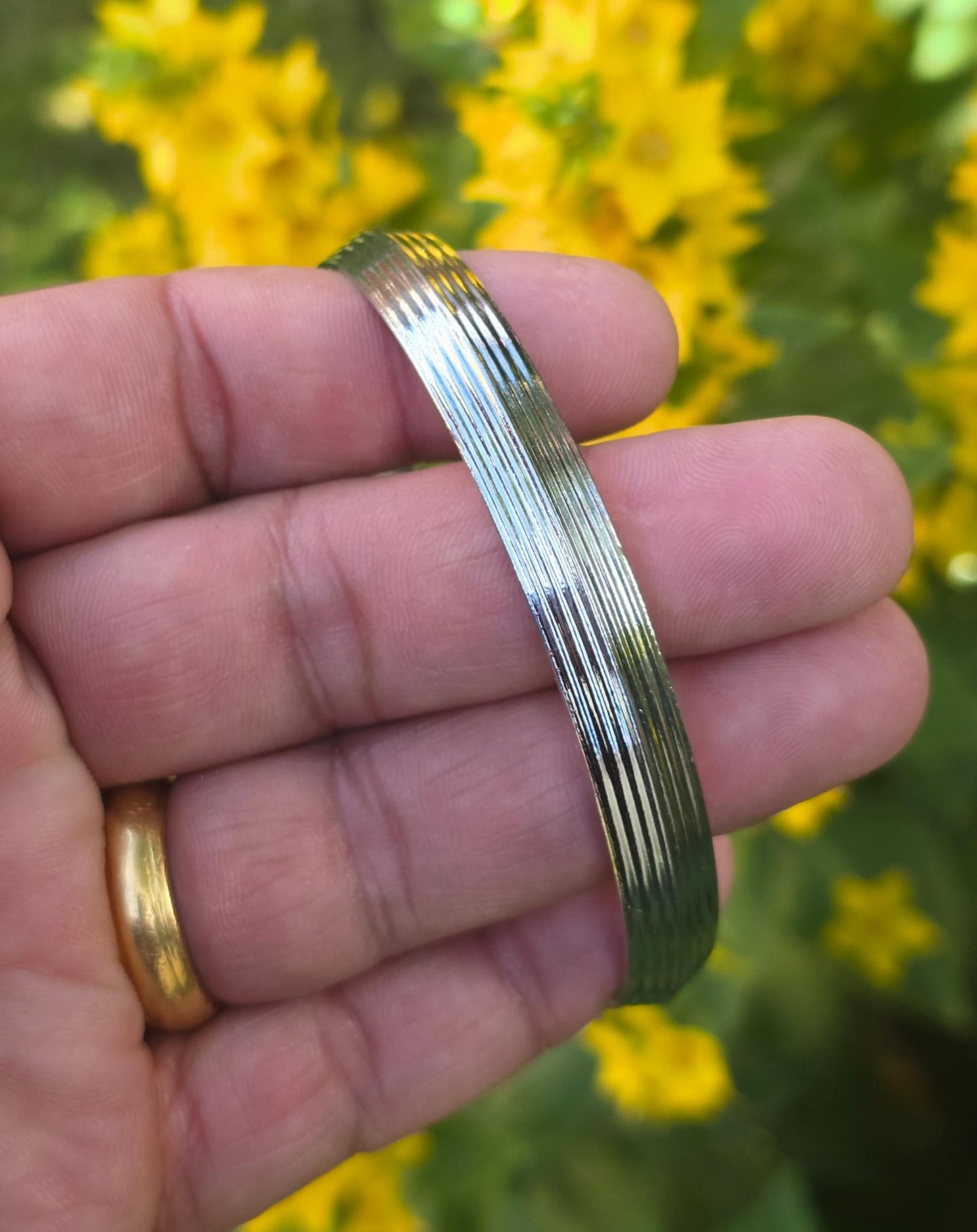 Sikh Kara Lines design Bangle Chrome Plated Punjabi Khalsa Bracelet Singh Kada O21 UK Unisex