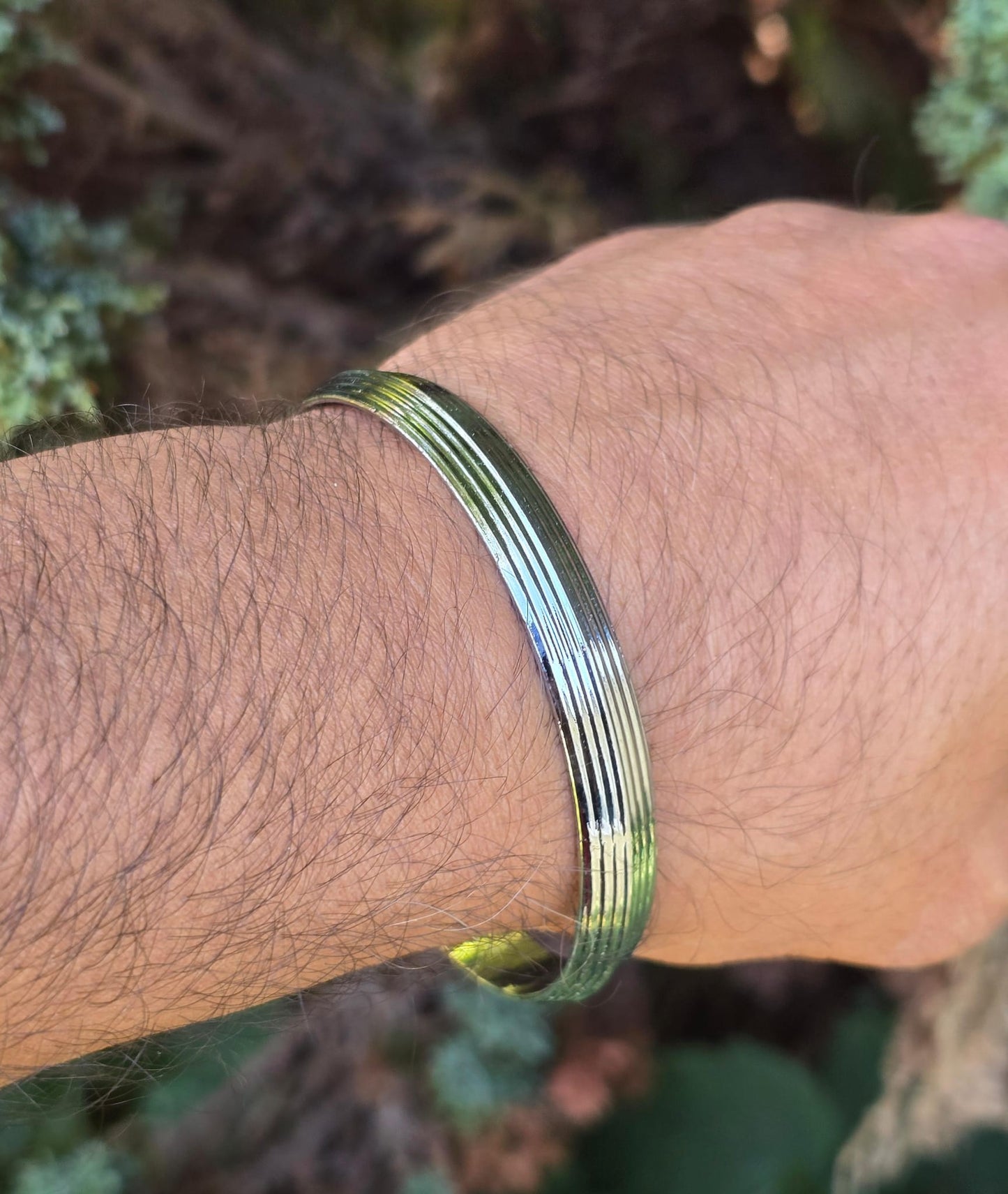 Sikh Kara Lines design Bangle Chrome Plated Punjabi Khalsa Bracelet Singh Kada O21 UK Unisex