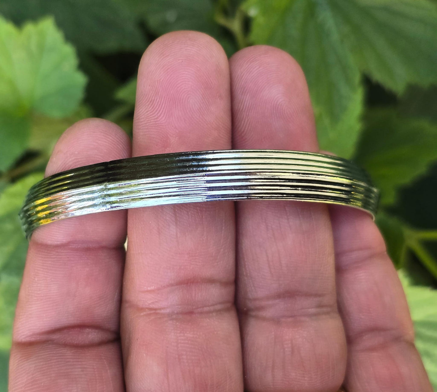 Sikh Kara Lines design Bangle Chrome Plated Punjabi Khalsa Bracelet Singh Kada O21 UK Unisex