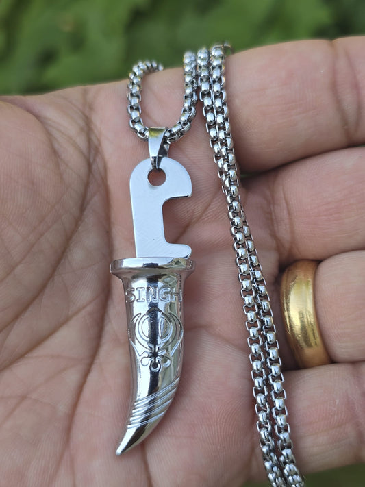 Stainless Steel Kirpan Pendant Sikh Necklace Chain Singh Kaur Unisex Punjabi AAA