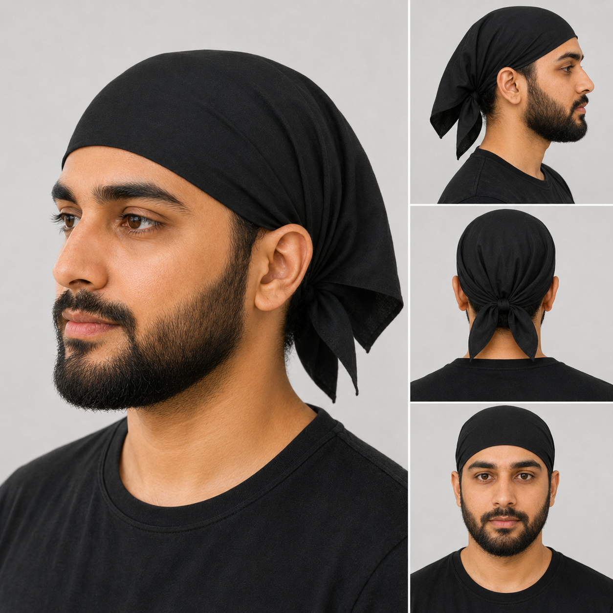 Black Sikh Rumal Head Wrap Bandana Punjabi Cotton Head Cover Roomal New Unisex UK
