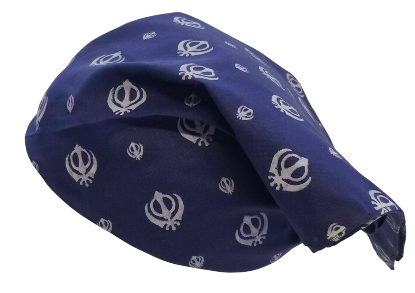 Sikh Punjabi Blue Khanda Cotton Rumal Head Wrap Cover Bandana Wedding Hankie New Unisex Roomal
