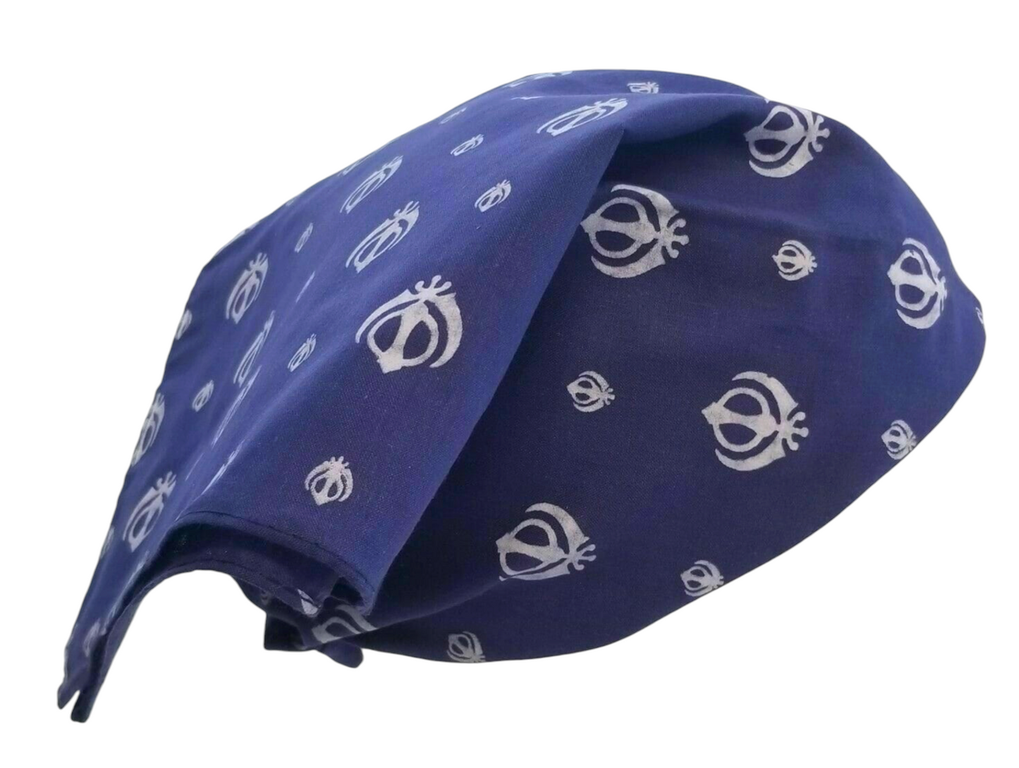 Sikh Punjabi Blue Khanda Cotton Rumal Head Wrap Cover Bandana Wedding Hankie New Unisex Roomal