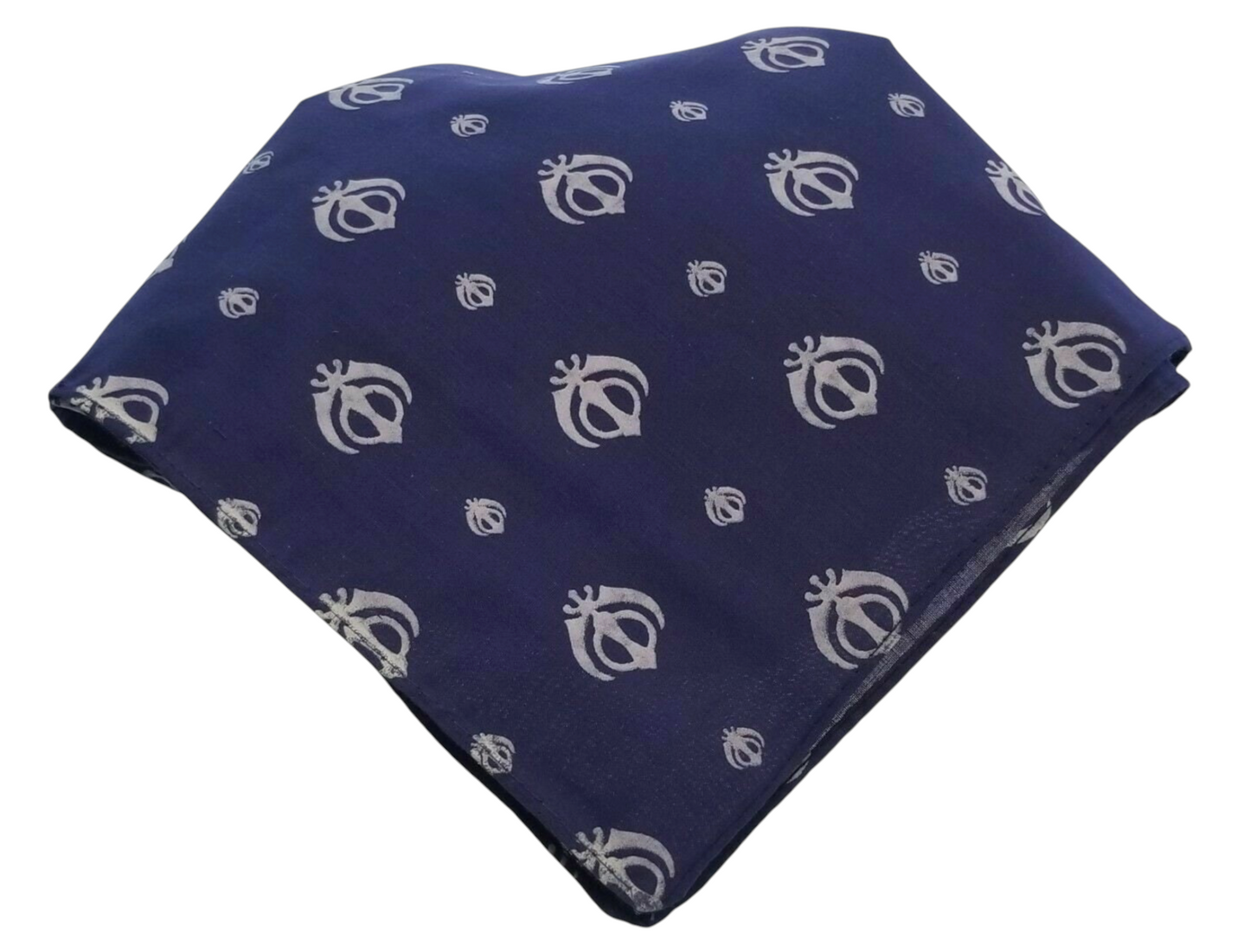 Sikh Punjabi Blue Khanda Cotton Rumal Head Wrap Cover Bandana Wedding Hankie New Unisex Roomal