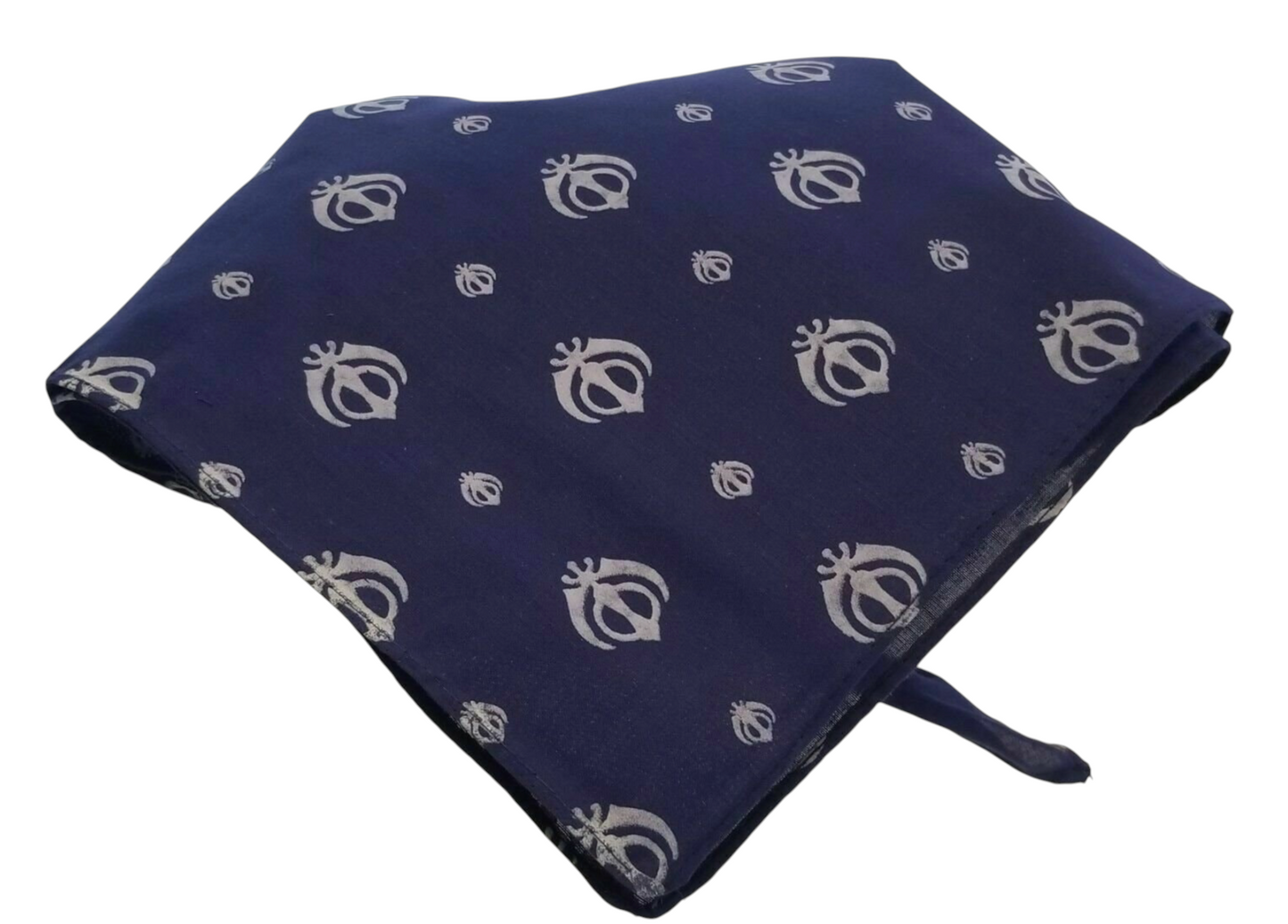 Sikh Punjabi Blue Khanda Cotton Rumal Head Wrap Cover Bandana Wedding Hankie New Unisex Roomal