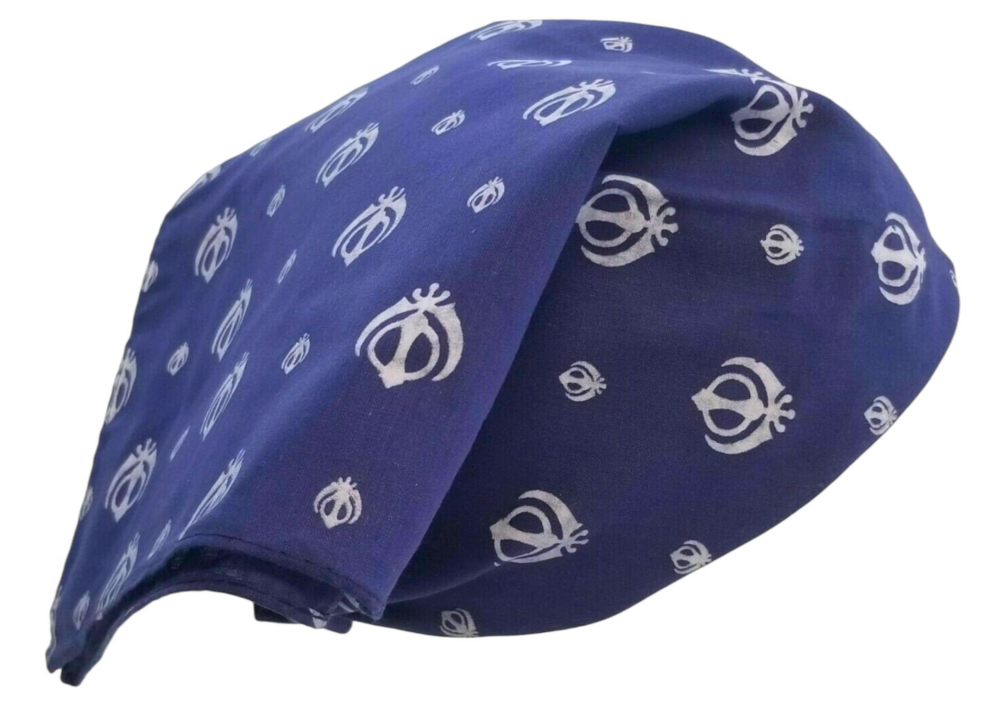 Sikh Punjabi Blue Khanda Cotton Rumal Head Wrap Cover Bandana Wedding Hankie New Unisex Roomal