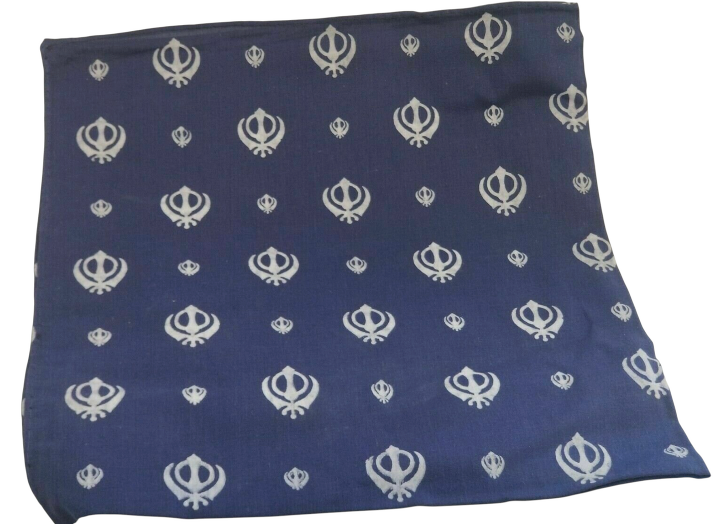 Sikh Punjabi Blue Khanda Cotton Rumal Head Wrap Cover Bandana Wedding Hankie New Unisex Roomal