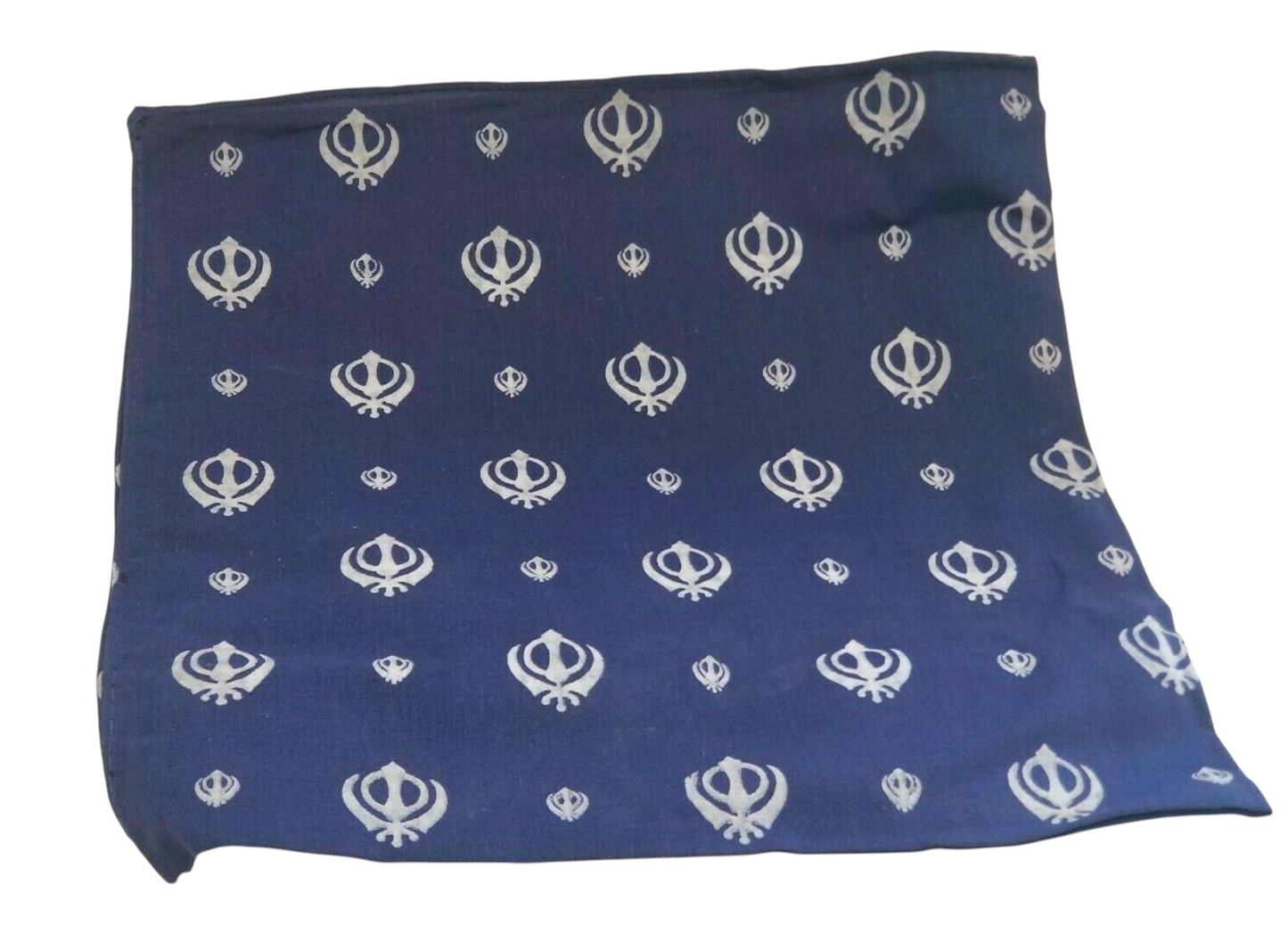Sikh Punjabi Blue Khanda Cotton Rumal Head Wrap Cover Bandana Wedding Hankie New Unisex Roomal
