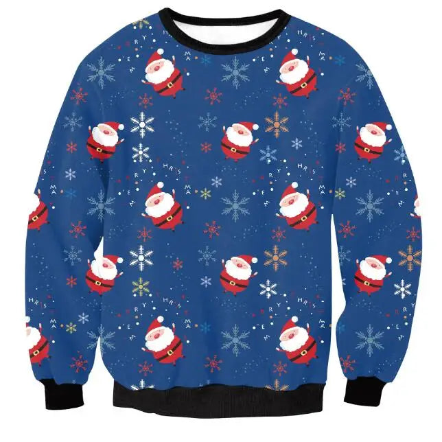 3D Christmas Deer Snowman Christmas gift Santa Claus Patterned Ugly Sweater Jerseys and Sweaters blouses For Men Women Pullover