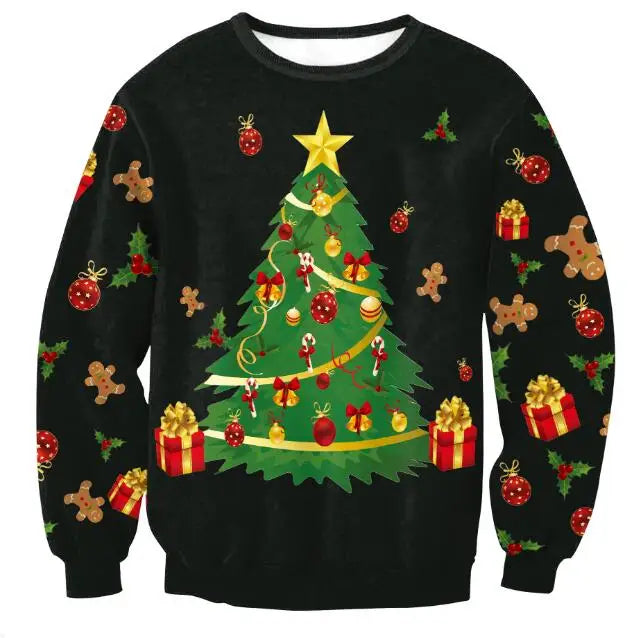 3D Christmas Deer Snowman Christmas gift Santa Claus Patterned Ugly Sweater Jerseys and Sweaters blouses For Men Women Pullover