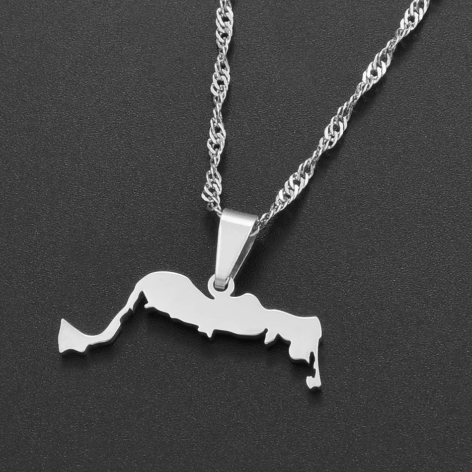 Anniyo Turks and Caicos Pendant Necklaces Stainless Steel and Gold Color Jewelry #115721