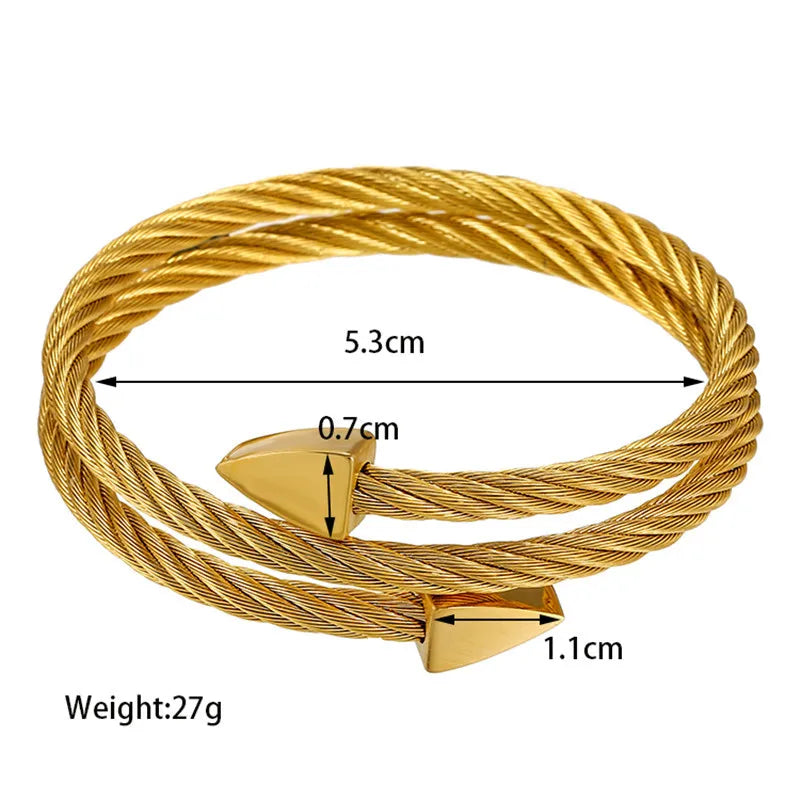 Multi Layers Bracelets & Bangles Cable Wire Love Bangles For Men Stainless Steel Pulseira Men Triangle Bangle Jewelry