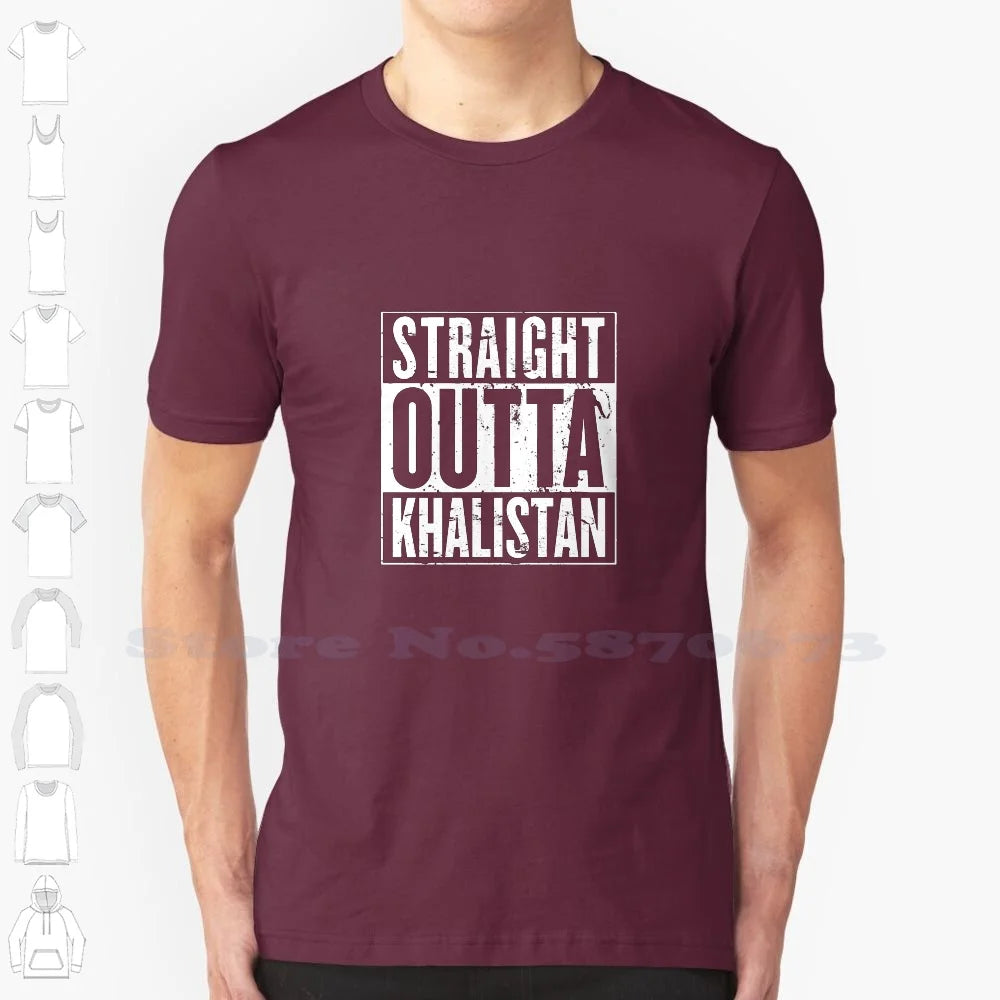 Straight Outta Khalistan Black White Tshirt For Men Women Straight Outta Khalistan Sikh Punjab Punjabi Sikhi India Khanda