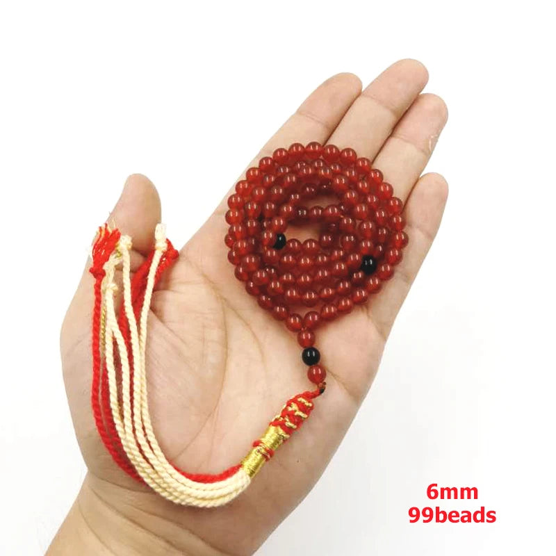 Tasbih Natural Red agate stone 99beads 6mm cotton tassel pocket prayer beads Muslim bracelet arab fashion gift islamic Rosary