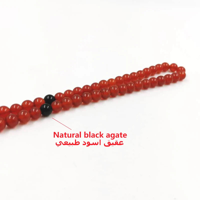 Tasbih Natural Red agate stone 99beads 6mm cotton tassel pocket prayer beads Muslim bracelet arab fashion gift islamic Rosary