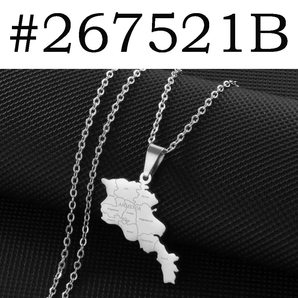 Anniyo Armenia Map and With Gegharkunik Pendant Necklaces Armenians Maps Jewelry Gold Color Silver Color #267521