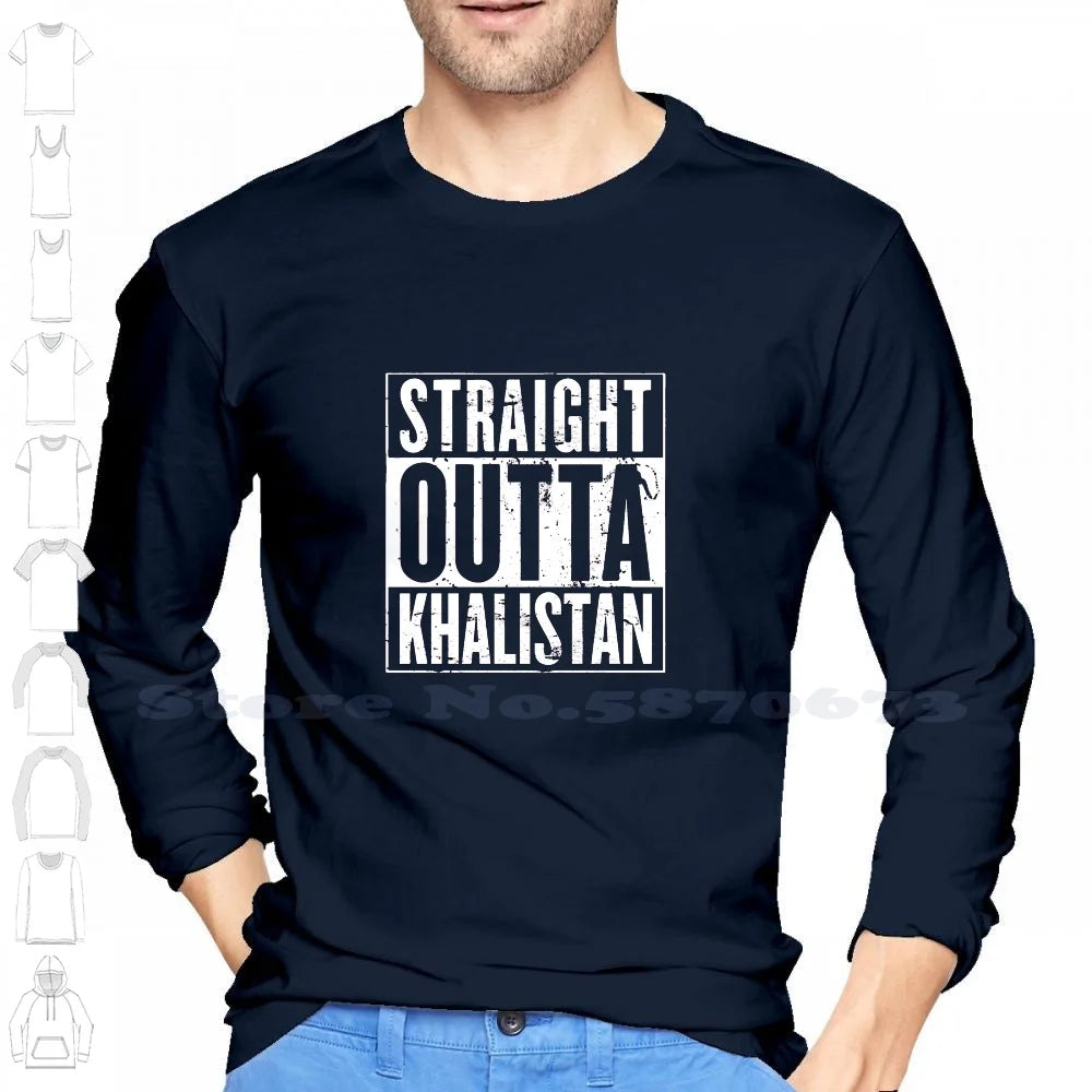 Straight Outta Khalistan Black White Tshirt For Men Women Straight Outta Khalistan Sikh Punjab Punjabi Sikhi India Khanda