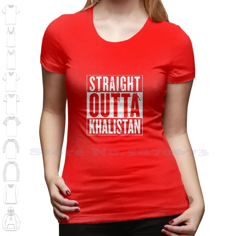 Straight Outta Khalistan Black White Tshirt For Men Women Straight Outta Khalistan Sikh Punjab Punjabi Sikhi India Khanda