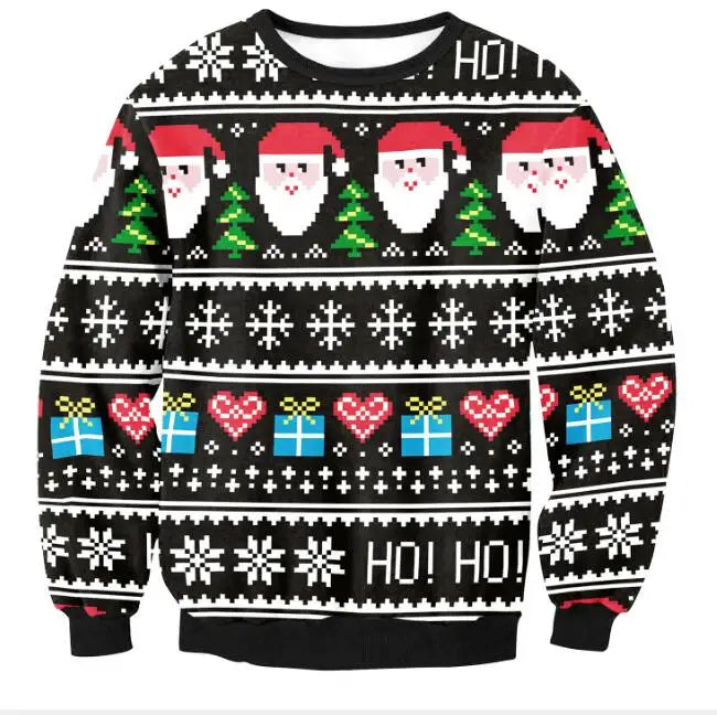 3D Christmas Deer Snowman Christmas gift Santa Claus Patterned Ugly Sweater Jerseys and Sweaters blouses For Men Women Pullover