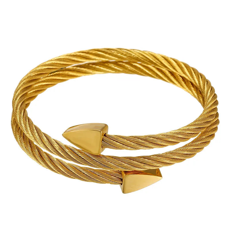 Multi Layers Bracelets & Bangles Cable Wire Love Bangles For Men Stainless Steel Pulseira Men Triangle Bangle Jewelry