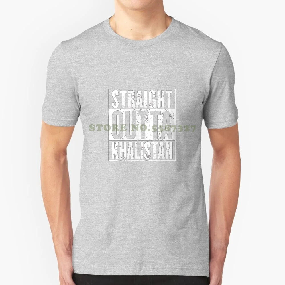 Straight Outta Khalistan Black White Tshirt For Men Women Straight Outta Khalistan Sikh Punjab Punjabi Sikhi India Khanda