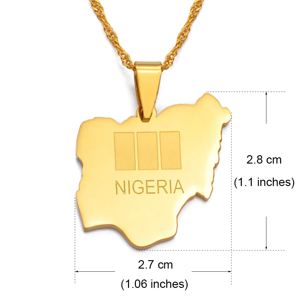 Anniyo Nigeria Map Flags Pendant Necklaces Africa Nigerians Maps Flag Jewelry I Love My Country Christmas @135021