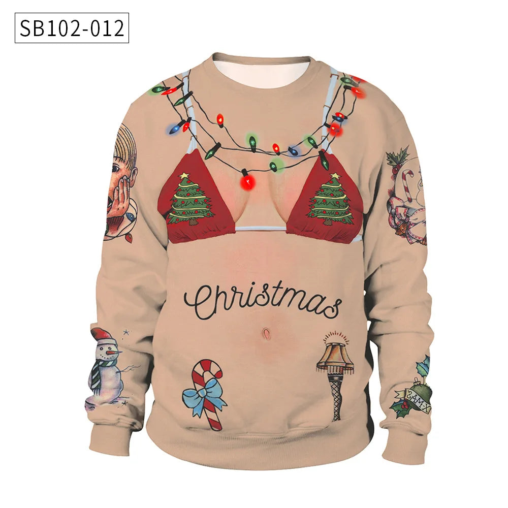 2025 Ugly Christmas Sweater For gift Santa Elf Funny Pullover Womens Mens Jerseys Party Birthday SnowmanXmas Sweatshirt
