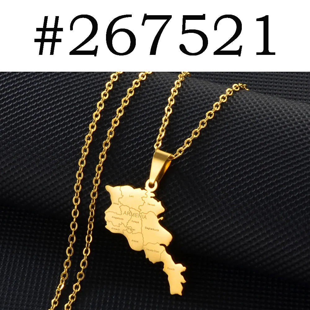 Anniyo Armenia Map and With Gegharkunik Pendant Necklaces Armenians Maps Jewelry Gold Color Silver Color #267521