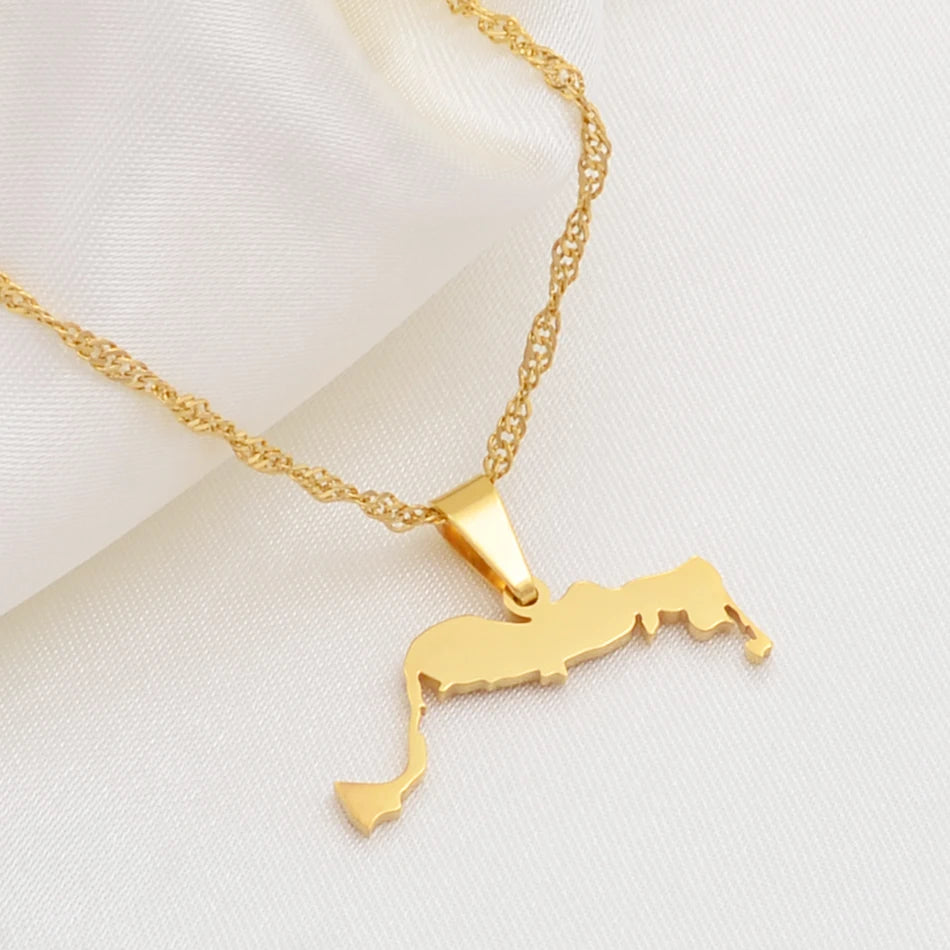 Anniyo Turks and Caicos Pendant Necklaces Stainless Steel and Gold Color Jewelry #115721