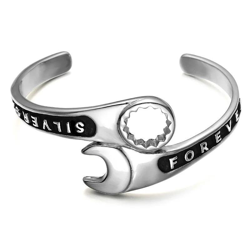 Wrench Bracelet Men's Domineering Repair Tool Wrench Cuff Open Bracelet Motorcycle Biker Punk Rock Party Jewelry Gift