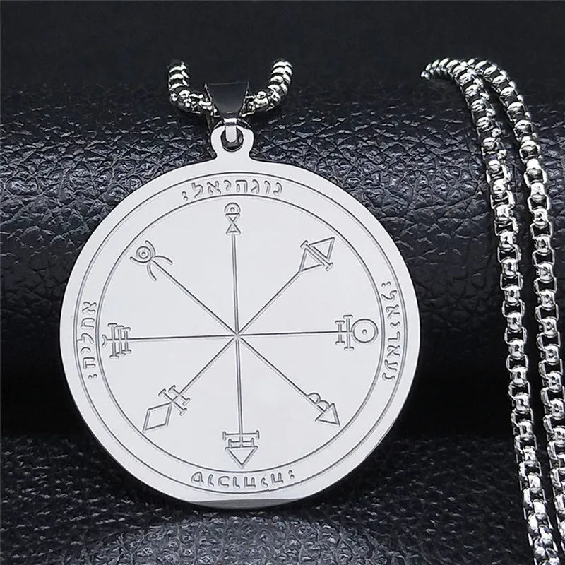 Talisman Of Protection Good Luck Wealth Seal Of Solomon Stainless Steel Necklaces Pendants Men Jewelry salomon hombre N4239