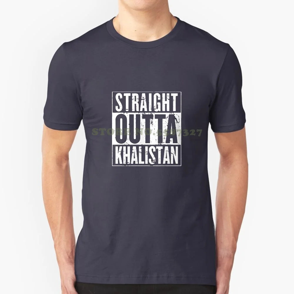 Straight Outta Khalistan Black White Tshirt For Men Women Straight Outta Khalistan Sikh Punjab Punjabi Sikhi India Khanda