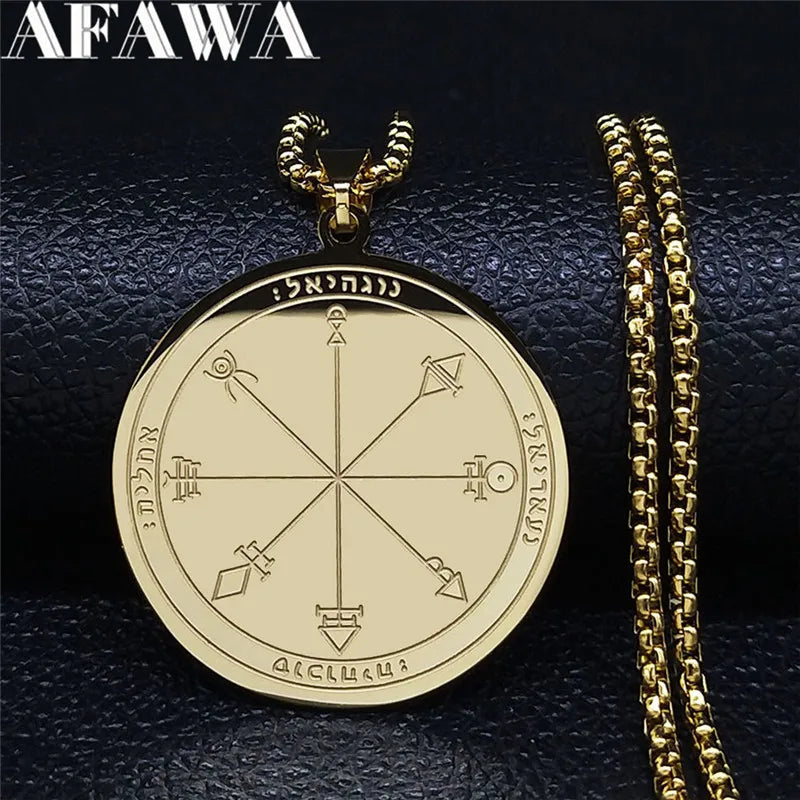 Talisman Of Protection Good Luck Wealth Seal Of Solomon Stainless Steel Necklaces Pendants Men Jewelry salomon hombre N4239