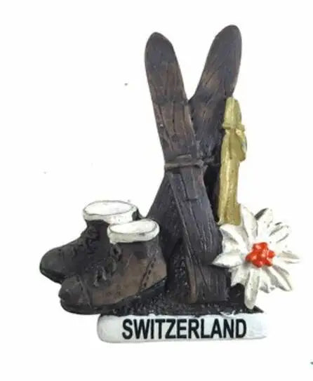 Switzerland Snow Mountain Lovers Squirrel Skiing 3D Fridge Magnets Tourism Souvenirs Refrigerator Magnetic Stickers Gift