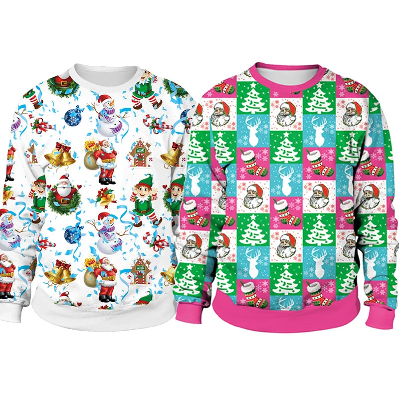 2025 Ugly Christmas Sweater For gift Santa Elf Funny Pullover Womens Mens Jerseys Party Birthday SnowmanXmas Sweatshirt