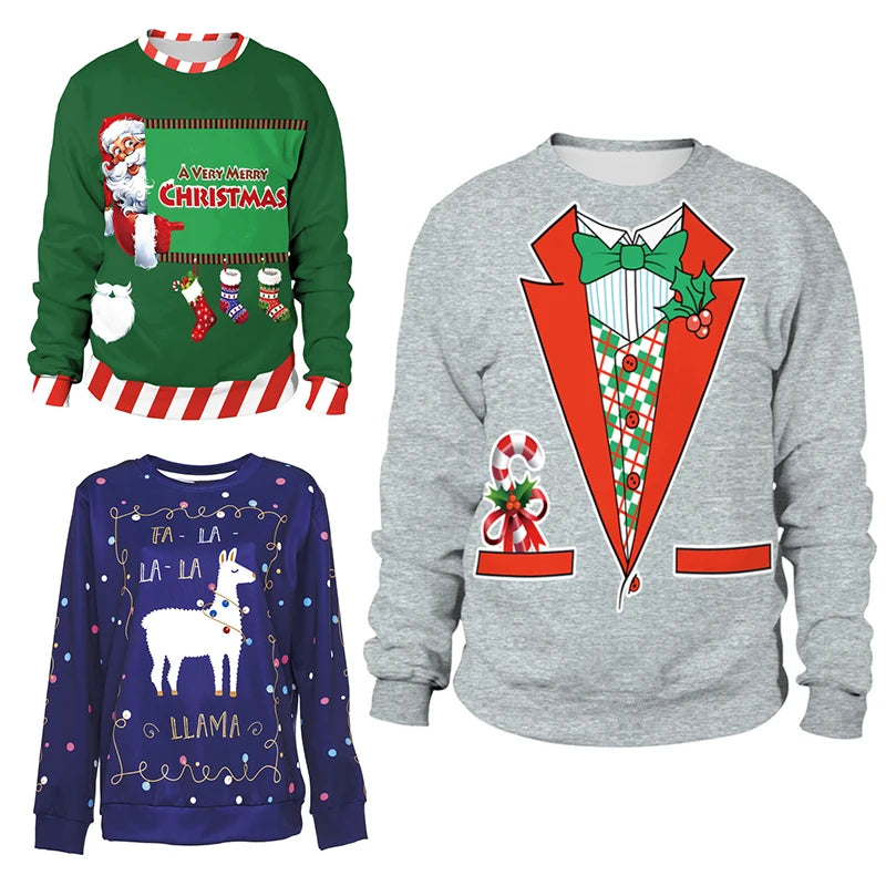 2025 Ugly Christmas Sweater For gift Santa Elf Funny Pullover Womens Mens Jerseys Party Birthday SnowmanXmas Sweatshirt
